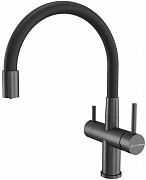 картинка Смеситель для кухни Kuchenstern WURM-FE гибкий излив вороненая сталь 750GM80 с подключением фильтра от магазина Мойки онлайн