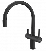 картинка Смеситель для кухни Kuchenstern WURM-FE гибкий излив черный 750BL80 с подключением фильтра от магазина Мойки онлайн