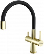картинка Смеситель для кухни Kuchenstern WURM-FE гибкий излив золото 750GL80 с подключением фильтра от магазина Мойки онлайн