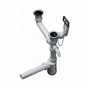 картинка Отводная арматура двойная 1 1/2" с переливом и сифоном от магазина Мойки онлайн