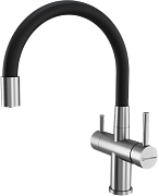 картинка Смеситель для кухни Kuchenstern WURM-FE гибкий излив нержавеющая сталь 750SS80 с подключением фильтра от магазина Мойки онлайн